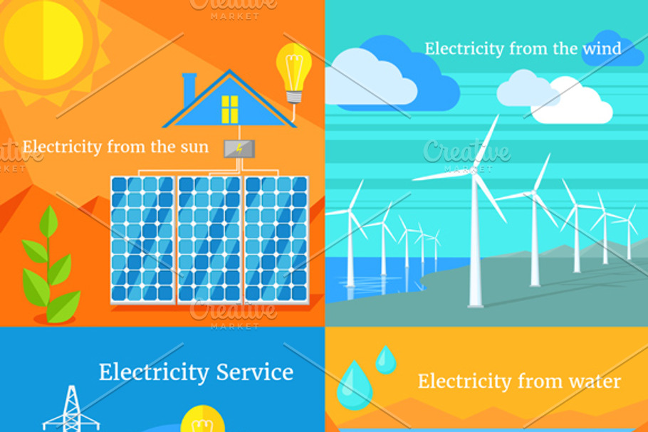Solar and Hydro Electricity Windy in Illustrations - product preview 8