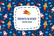 Rockets in space print