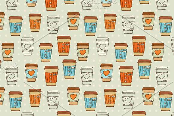 Vector cute coffee cups set. in Illustrations - product preview 1