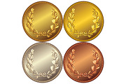Set of templates for coin or medal