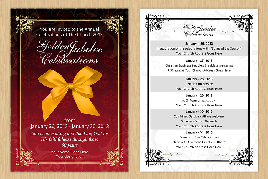 Golden Jubilee Invitation Card in Card Templates - product preview 8