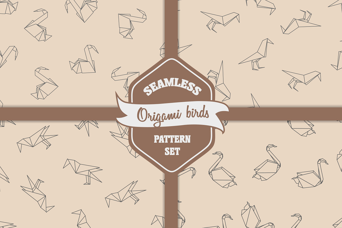Origami birds seamless pattern set in Patterns - product preview 8
