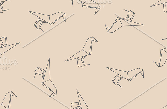 Origami birds seamless pattern set in Patterns - product preview 1