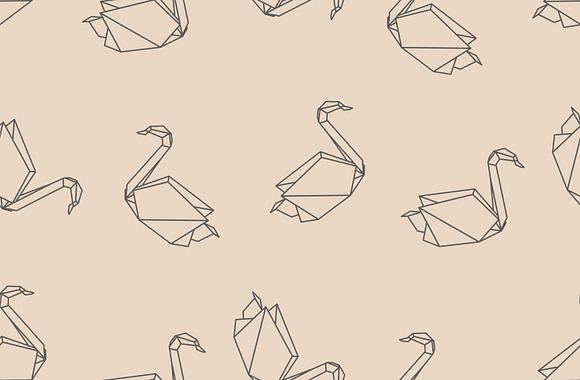 Origami birds seamless pattern set in Patterns - product preview 2