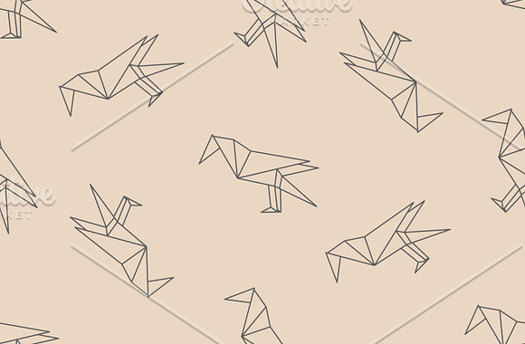 Origami birds seamless pattern set in Patterns - product preview 3