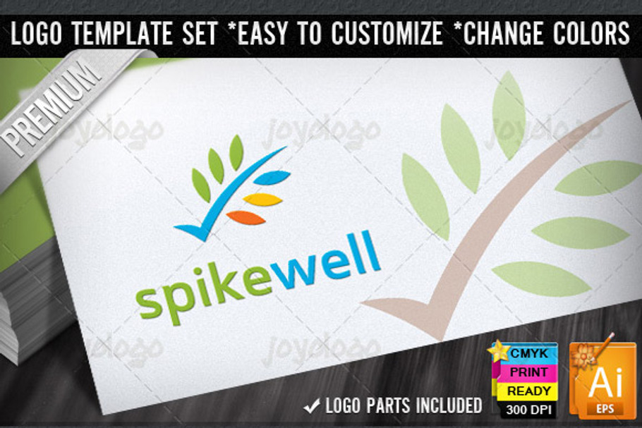 Whear Spike Checkmark Wellness Logo in Logo Templates - product preview 8