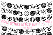 Doodle Button Bunting Clipart/Vector