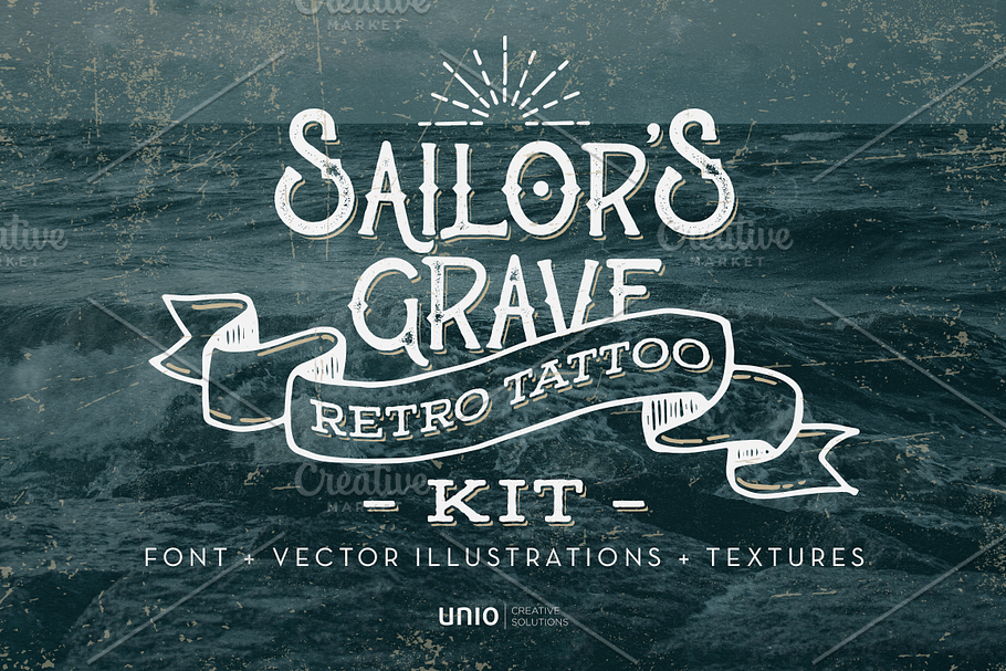 Sailor's Grave - Retro Tattoo Kit in Illustrations - product preview 8