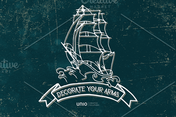 Sailor's Grave - Retro Tattoo Kit in Illustrations - product preview 3