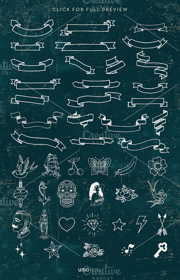Sailor's Grave - Retro Tattoo Kit in Illustrations - product preview 6