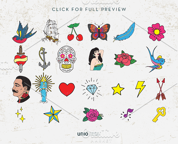 Sailor's Grave - Retro Tattoo Kit in Illustrations - product preview 7