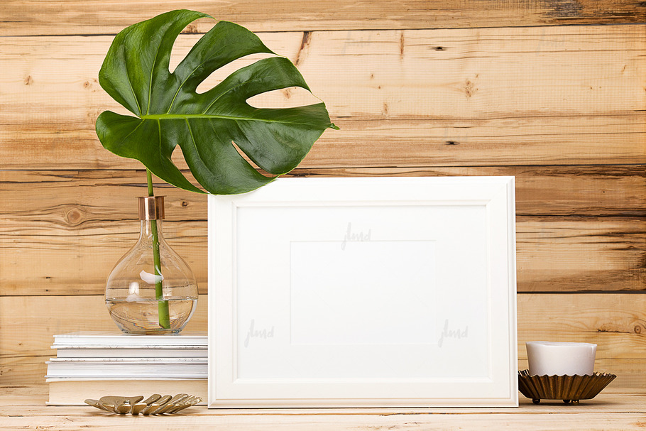 White wood frame styled scene in Print Mockups - product preview 8