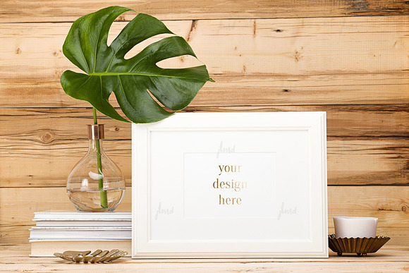 White wood frame styled scene in Print Mockups - product preview 1