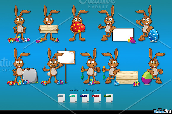 Brown Easter Rabbit - Set 2 in Illustrations - product preview 1
