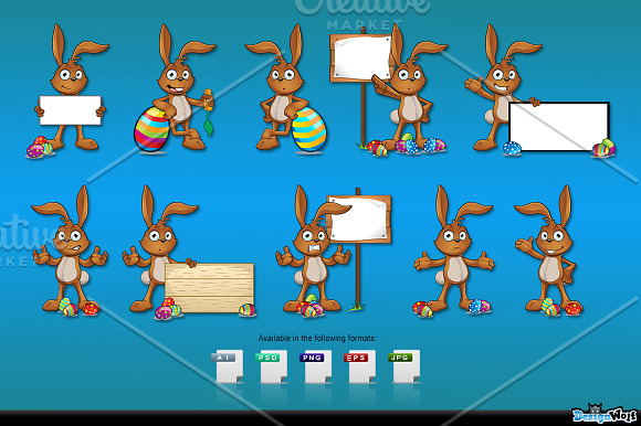 Brown Easter Rabbit - Set 3 in Illustrations - product preview 1