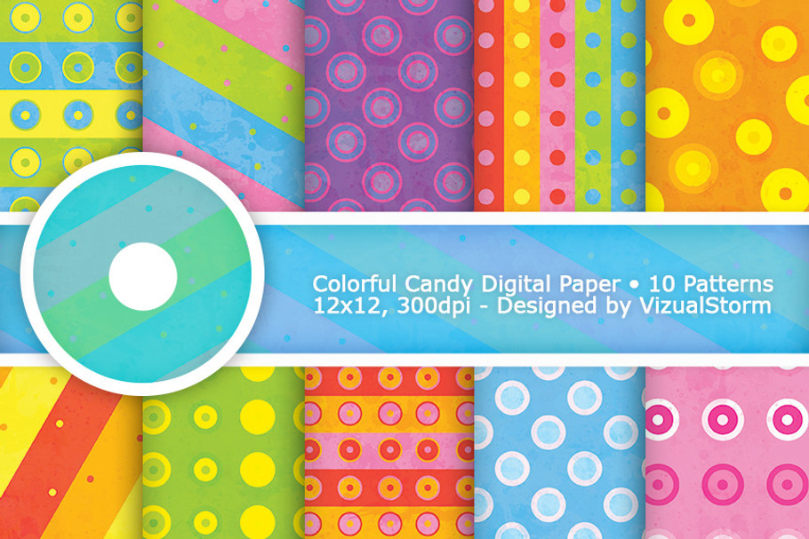 Colorful Candy Digital Paper Pattern
