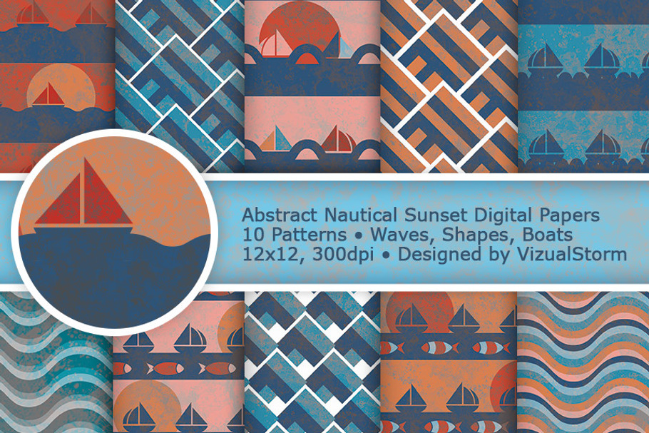 Geometric Nautical Digital Paper