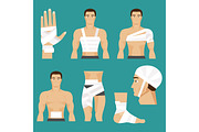 Medical set bandaged body parts