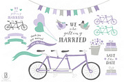 Tandem bicycle, wedding, lavender