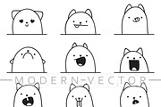Set 12 doodle emotions cats