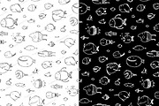 Cartoon Seamless Pattern Funny Fish