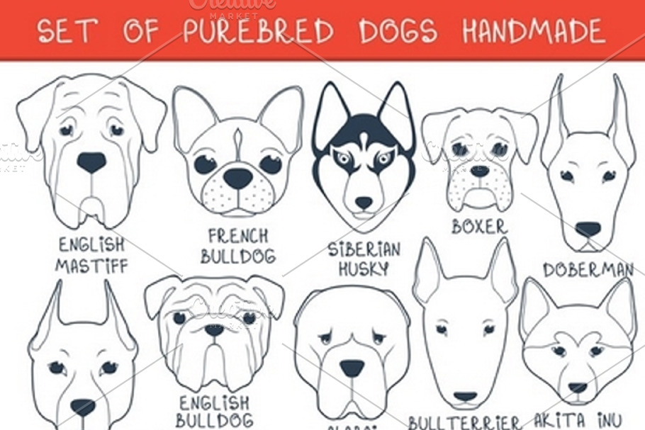 Set 24 breeds dogs, handmade in Dog Icons - product preview 8