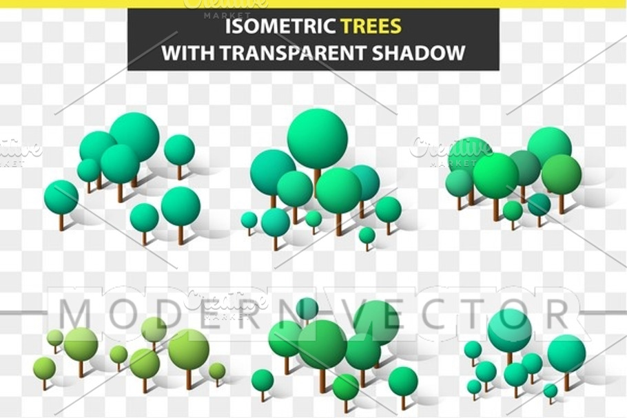 3D set trees isometric in Objects - product preview 8