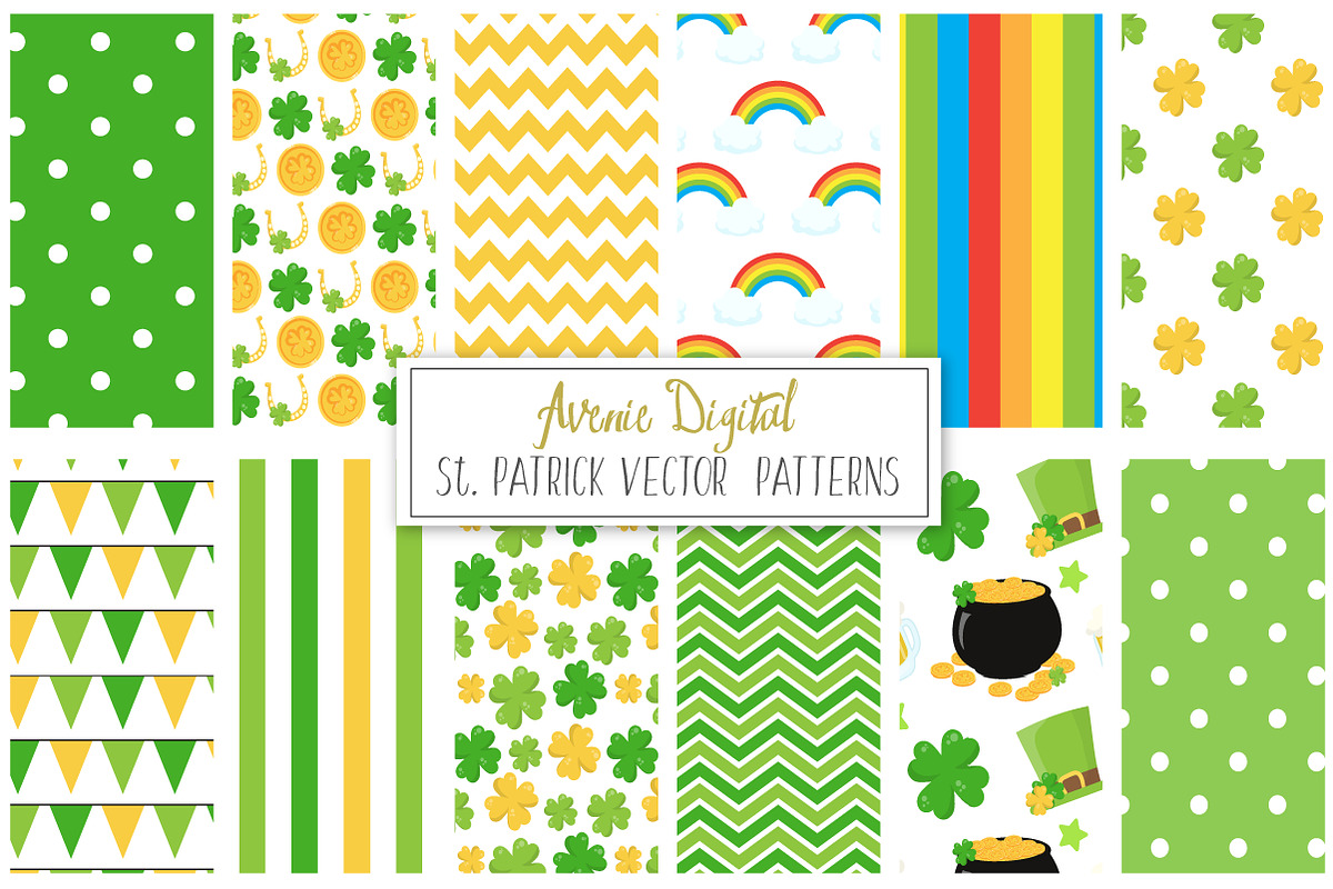 St Patricks Digital Paper + Vectors in Patterns - product preview 8