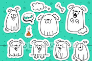 Set 10 dogs doodle handmade