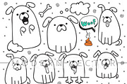 Set 10 dogs doodle handmade