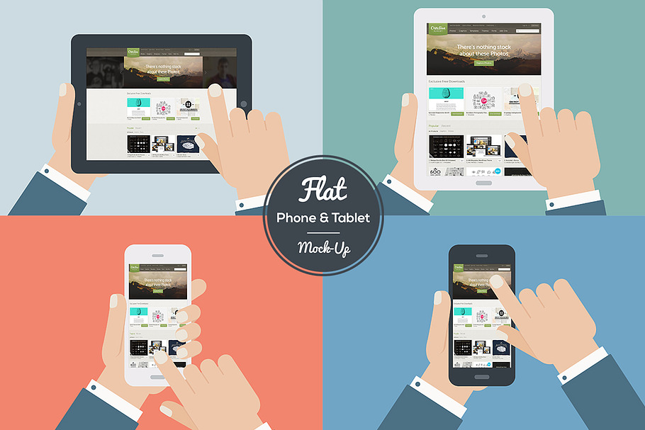 Flat Design Mock-Ups Phone & Tablet in Mobile & Web Mockups - product preview 8