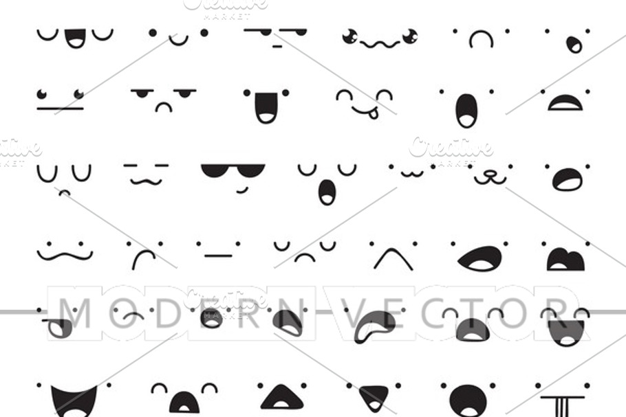 Set 50 different doodle emotions
