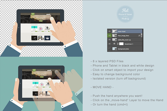 Flat Design Mock-Ups Phone & Tablet in Mobile & Web Mockups - product preview 1