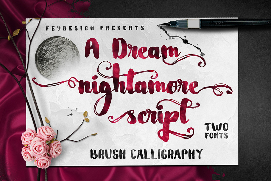 Nightamore Brush + Bonus Font in Script Fonts - product preview 8