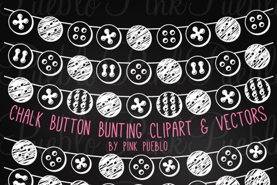 Chalk Button Bunting Clipart/Vectors in Illustrations - product preview 8