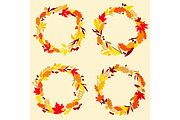 Colorful wreaths of autumn leaves