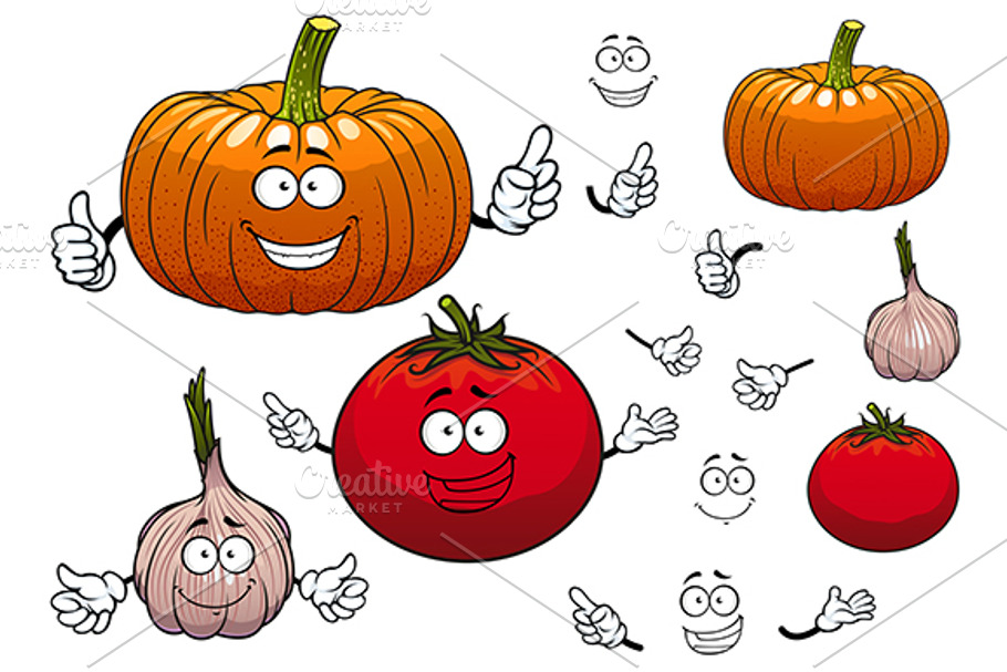 Pumpkin, tomato anf garlic in Graphics - product preview 8