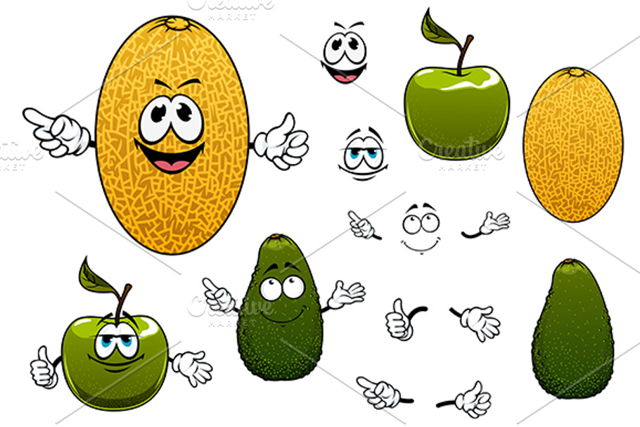 Melon, avocado and apple in Graphics - product preview 8