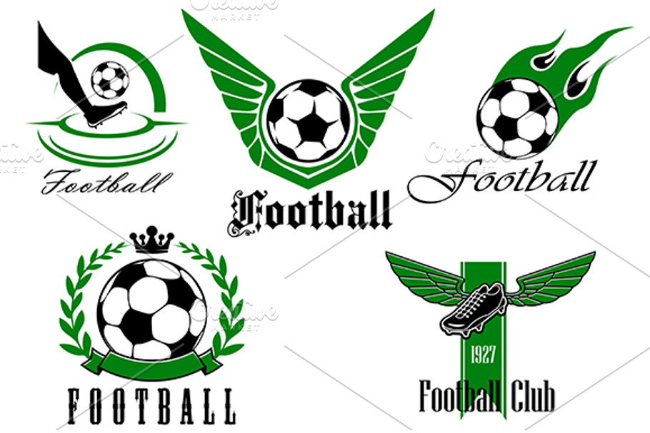 Football game icons or emblems set in Graphics - product preview 8
