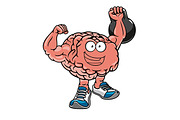 Cartoon brain with muscles