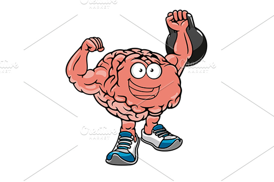 Cartoon brain with muscles in Graphics - product preview 8