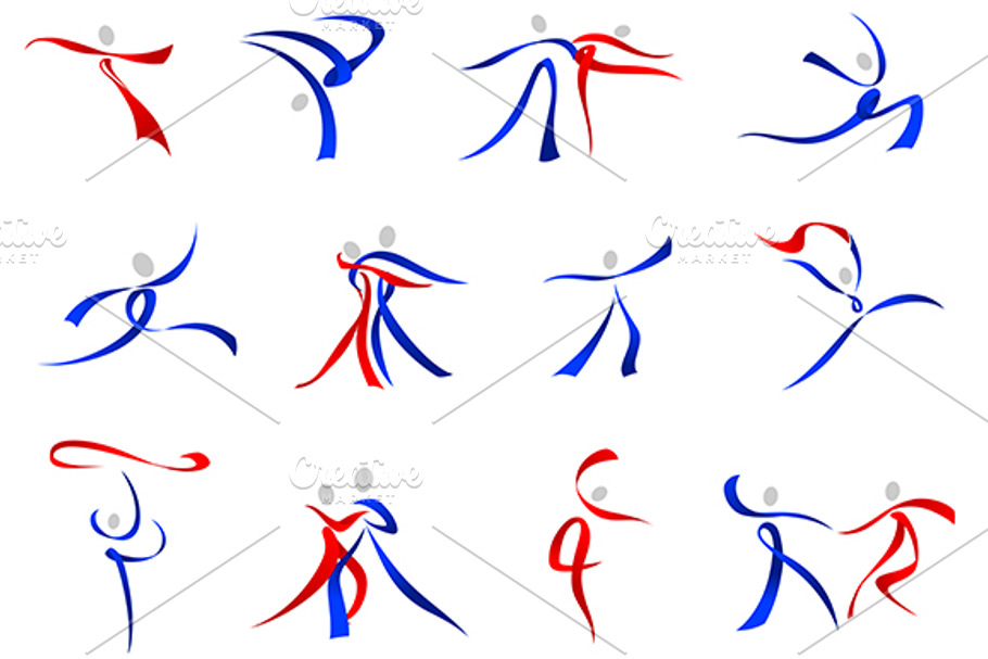 Modern dancers icons and symbols in Graphics - product preview 8