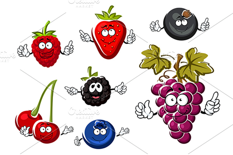 Fresh cartoon berries in Graphics - product preview 8