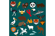 Animal and bird flat icons