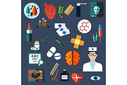 Flat medical and healthcare icons