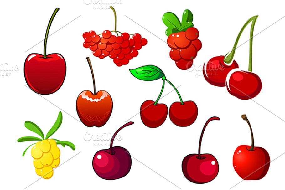 Colored fresh berry icons set in Graphics - product preview 8
