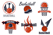 Basketball game sport icons
