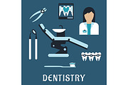 Dentist profession flat icons