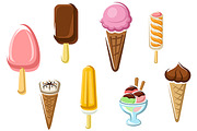Ice cream isolated dessert icons