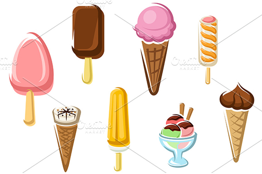 Ice cream isolated dessert icons in Graphics - product preview 8